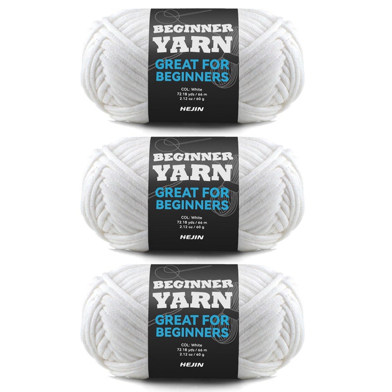 3x60g White Yarn for Crocheting and Knitting3x66m 72yds Cotton Yarn for Beginners with EasytoSee StitchesWorstedWeight Medium 4CottonNylon Blend Yarn for Beginners Crochet Kit Making