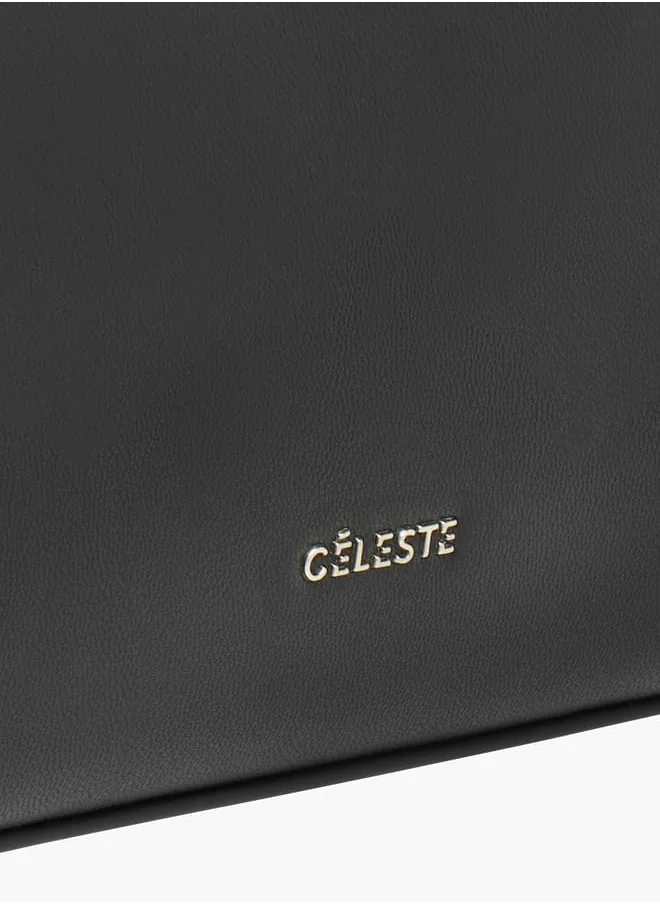 Celeste Weave Textured Crossbody Bag with Flap Closure and Detachable Strap