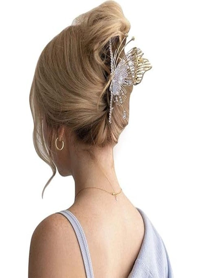 FREEBIES Golden Butterfly Hair Clip | Metal Hair Claw for Women Girls | Bridal Wedding Hair Accessories | Strong Hold Stylish Clutcher | Trending Hair Clip (1 Pc) - Image 3