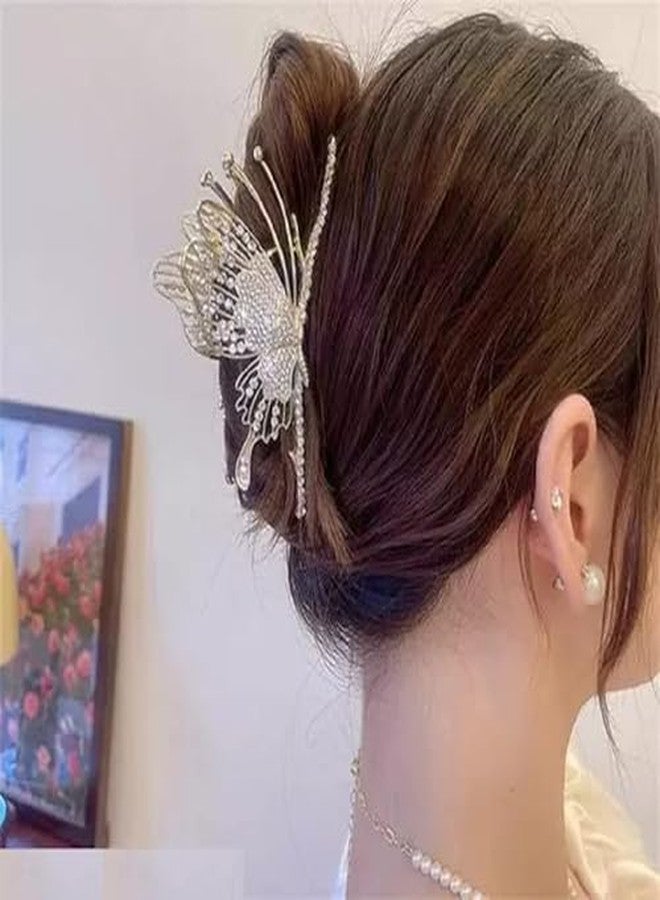 FREEBIES Golden Butterfly Hair Clip | Metal Hair Claw for Women Girls | Bridal Wedding Hair Accessories | Strong Hold Stylish Clutcher | Trending Hair Clip (1 Pc) - Image 5