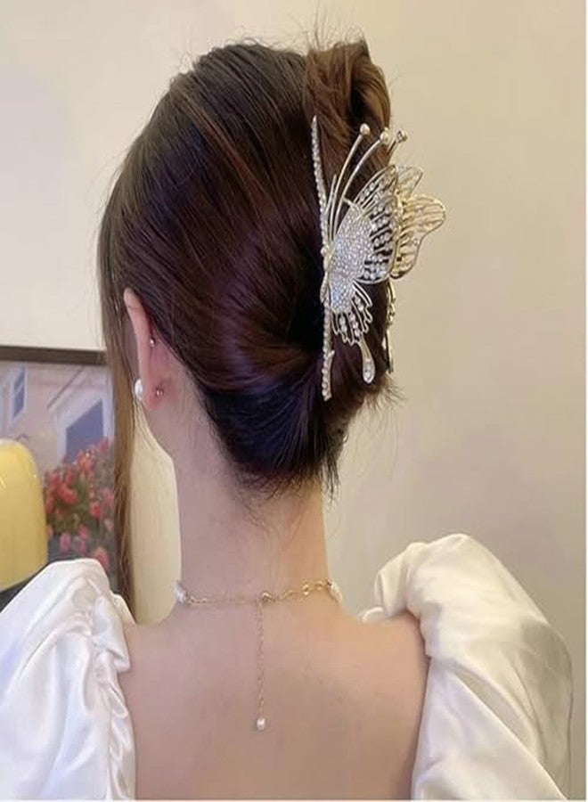 FREEBIES Golden Butterfly Hair Clip | Metal Hair Claw for Women Girls | Bridal Wedding Hair Accessories | Strong Hold Stylish Clutcher | Trending Hair Clip (1 Pc) - Image 4