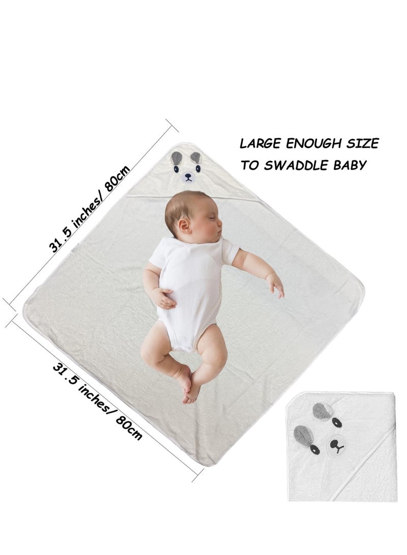 Hooded Baby Towels for Newborns - 2 Pack Soft Bath Towels for Infants and Toddlers, Adorable Gray and White Bear Designs, Perfect Baby Shower Gift and Bath Time Essential for Boys and Girls  - Image 5