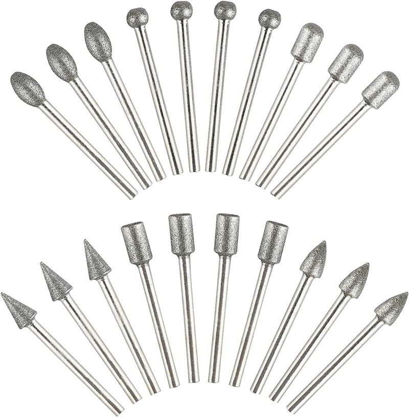 KEWAYO KEWAYO 20Piece Diamond Burr Bit Set  18 Shank Rotary Tools for Stone Glass  Jewelry Carving  Compatible with Dremel for Grinding Engraving  Polishing - Image 1