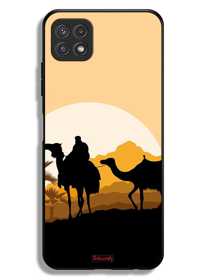 Tolwak Samsung Galaxy A22 5G Protective Case Cover Camels In Desert Art - Image 1