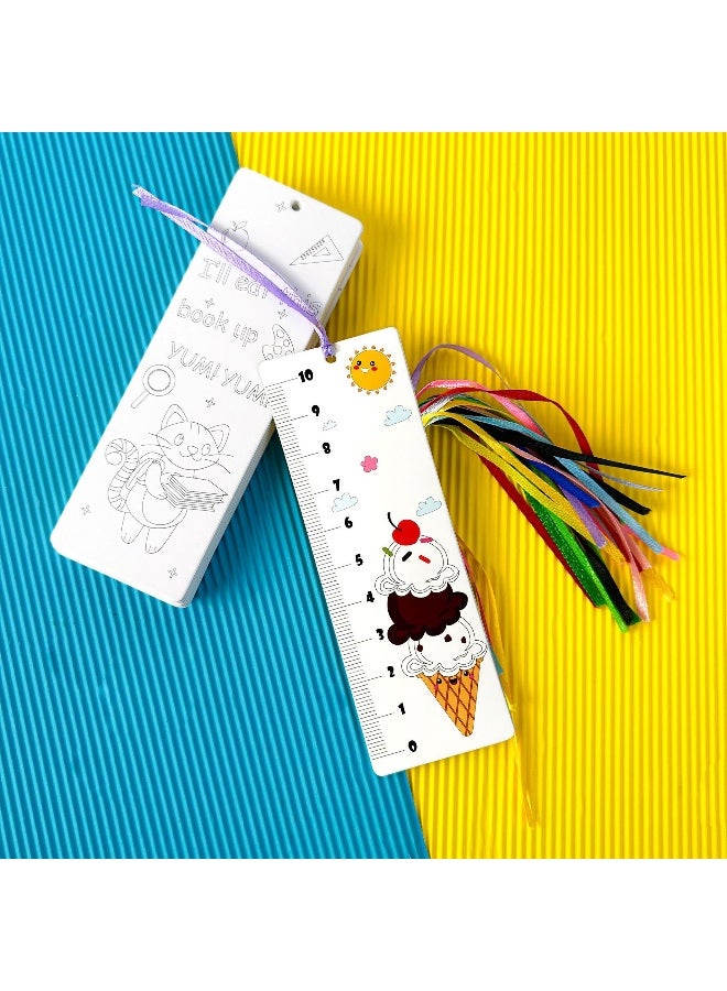 Kids Reading Bookmarks 36 Piece Set, Children'S Reading Bookmark Student Coloring Diy Paper Bookmark Card, Encourage Reading and Creativity, Satin Ribbons, Colorable & Customizable, 15x5cm - Image 4