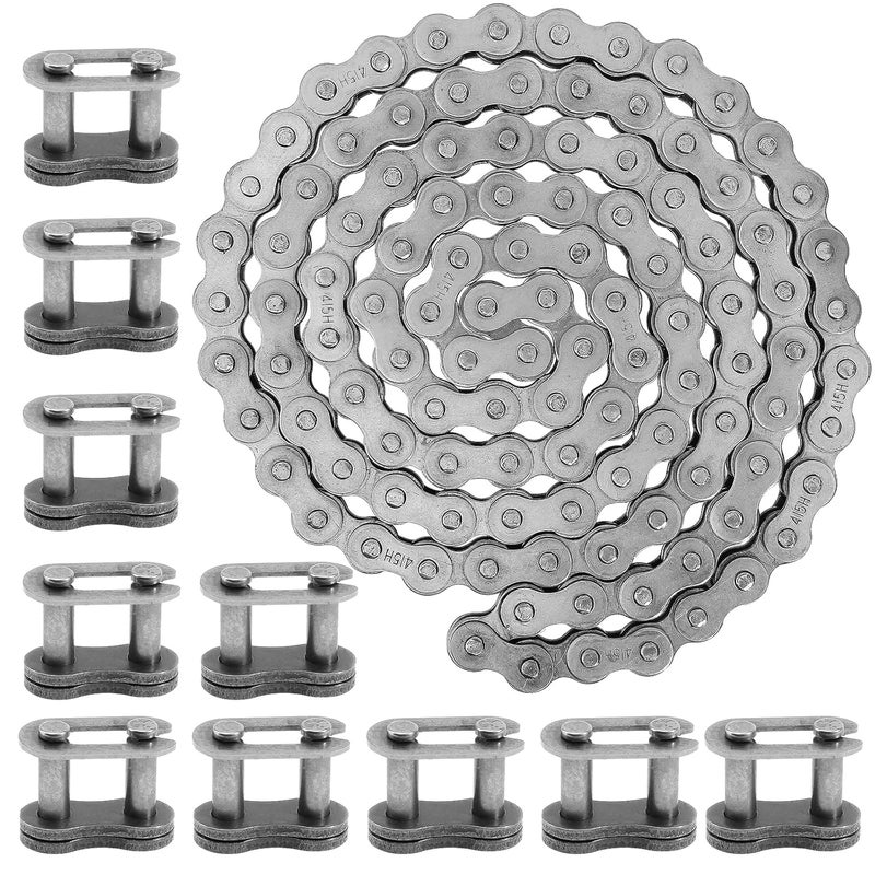 QAZAKY 415 415H Chain 110L Link Heavy Duty for 49cc 50cc 60cc 66cc 70cc 80cc 2-stroke 4-stroke Engine Motor Motorized Bicycle Pit Dirt Mini Bike Scooter ATV Minibike Chopper Motorcycle Motorbike - Image 1