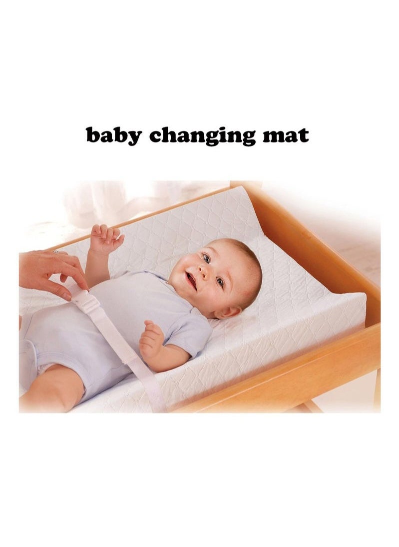 XiuWoo Baby Infant Contoured Changing Pad,White Comfortable & Secure Baby With Security Strap And Two High Curved Sides, Easy To Clean Fits All Standard Changing Tables/Dresser Tops 80x40x10cm  - Image 1