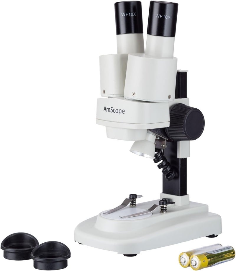 AmScope 10X20X Kids Battery Powered Binocular Stereo Dissecting Microscope with LED Light - Image 1