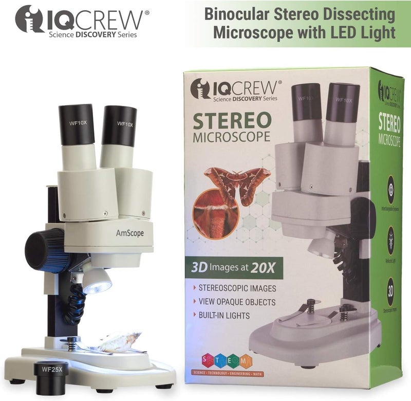 AmScope 10X20X Kids Battery Powered Binocular Stereo Dissecting Microscope with LED Light - Image 2