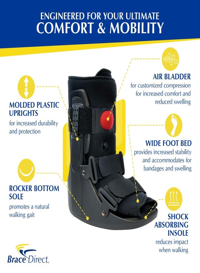 براس دايركت حذاء Brace Direct Air CAM لعلاج كسور القدم والكاحل، والتعافي بعد العمليات الجراحية، والالتواءات - حذاء مشي قصير للعظام (مقاسات الأحذية الأمريكية: للرجال 7.5-10.5، وللنساء 8.5-11.5) - Image 2
