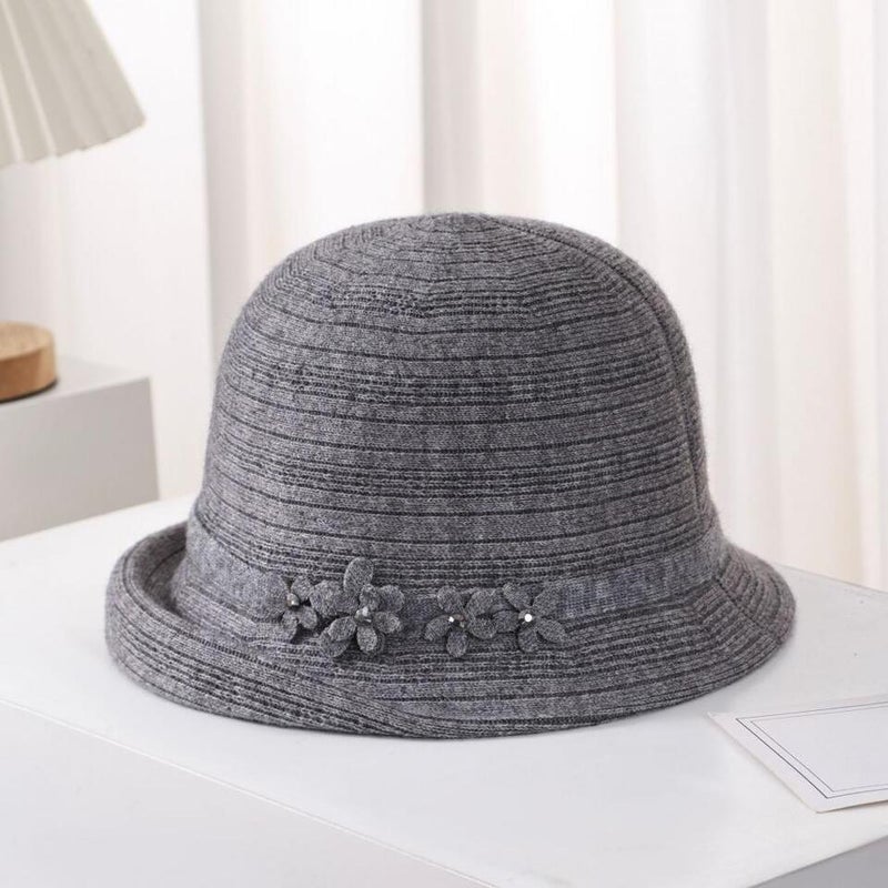 Bucket Hat Mom Autumn Winter Knit Warm Fashion Japanese Commuter Hat - Image 3