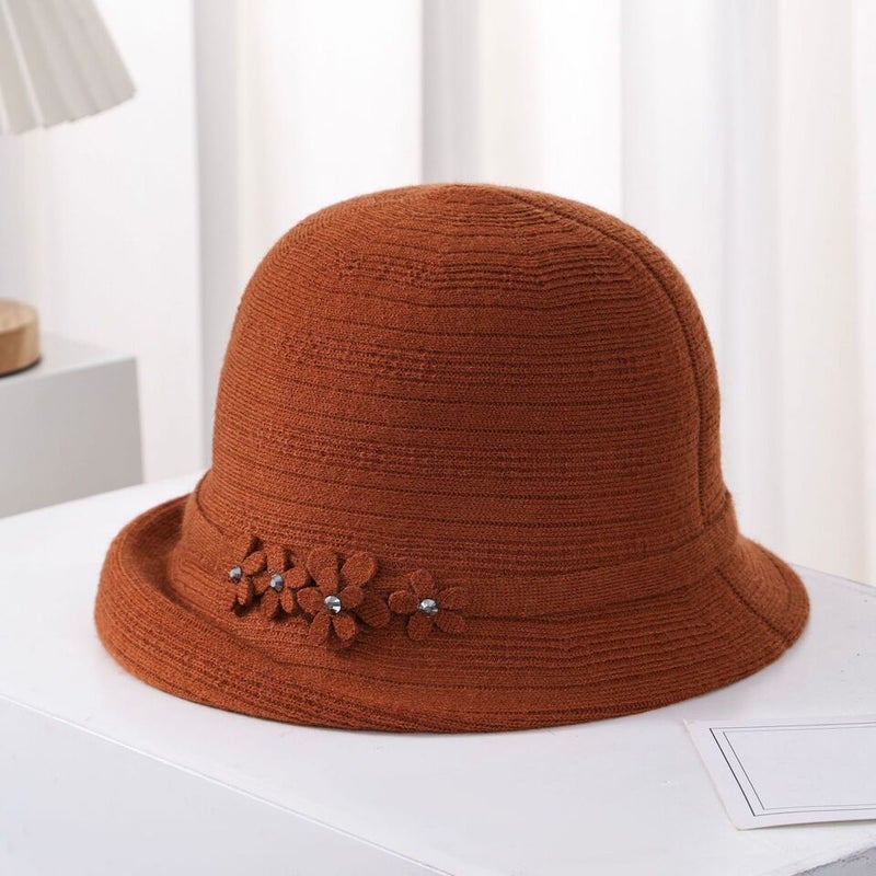 Bucket Hat Mom Autumn Winter Knit Warm Fashion Japanese Commuter Hat - Image 1