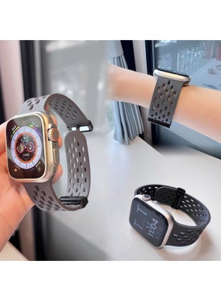 Suitable For Apple S10 Watch Iwatch10 Silicone Sport Strap 8/7/9 Hole Breathable Se Full Series Strap-Color:38/40/41mm [common To Dial] - Cloud Gray (hole Style Folding Buckle) - pzsku/ZFB8FB6F89E101E707F40Z/45/1746207552/e995f454-891c-4980-9e70-62670ea33ada