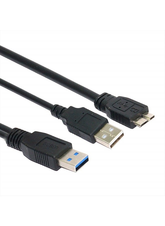SaiTech IT 1 feet USB 3.0 Dual Power Y Shape 2 X Type a to Micro B high Speed Upto 5 Gbps Data Transfer Cable for External Hard Drives - Image 1