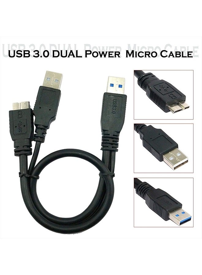SaiTech IT 1 feet USB 3.0 Dual Power Y Shape 2 X Type a to Micro B high Speed Upto 5 Gbps Data Transfer Cable for External Hard Drives - Image 5