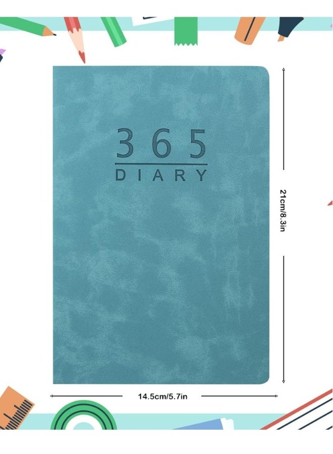 Generic Daily Planner,A5 Daily Journal Notebook Soft Leather Cover Calendar Diary Book with Tabs for 365 Days Plan Appointment Book Schedule Business Agenda Scrapbook Blue  - Image 1