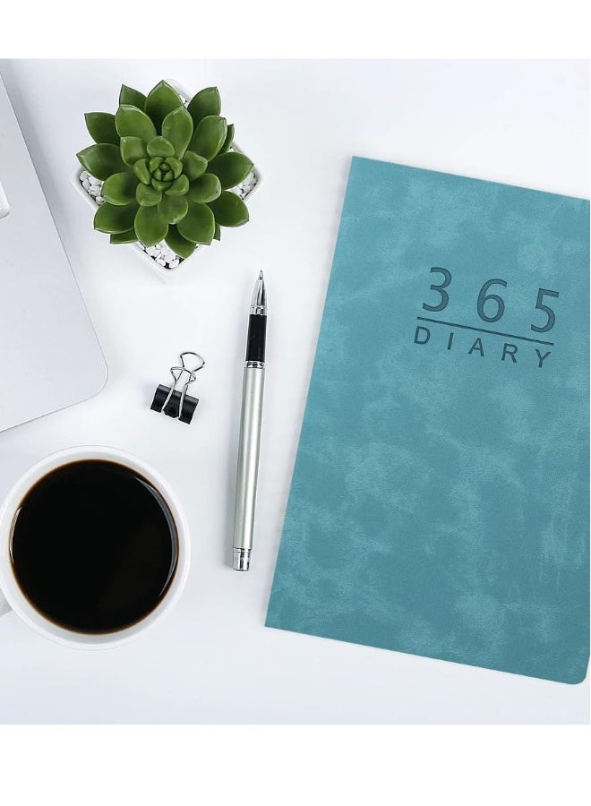 Generic Daily Planner,A5 Daily Journal Notebook Soft Leather Cover Calendar Diary Book with Tabs for 365 Days Plan Appointment Book Schedule Business Agenda Scrapbook Blue  - Image 5