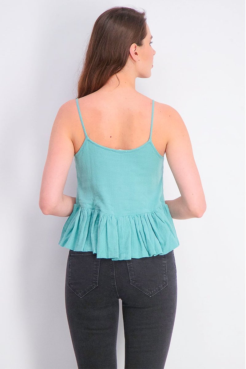 MANGO Women Embroidered Tops, Emerald Green - Image 4