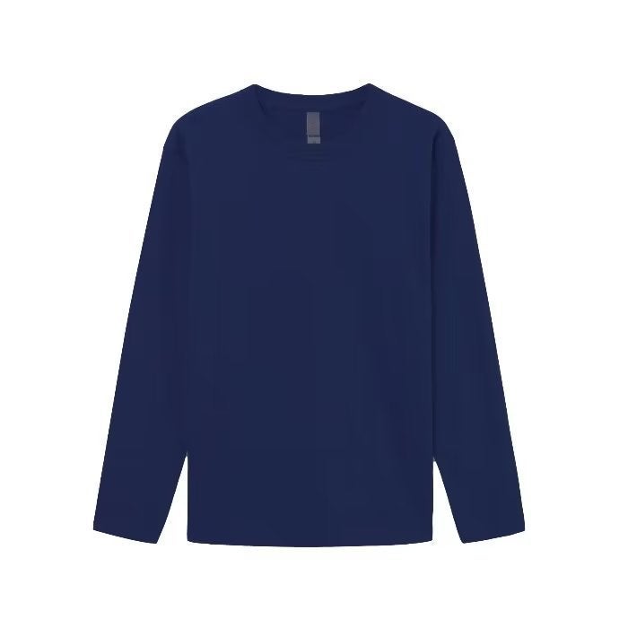 220G Combed Cotton Drop-Shoulder Long Sleeve Round Neck T-Shirt Men And Women Couple Loose Solid Color Undershirt