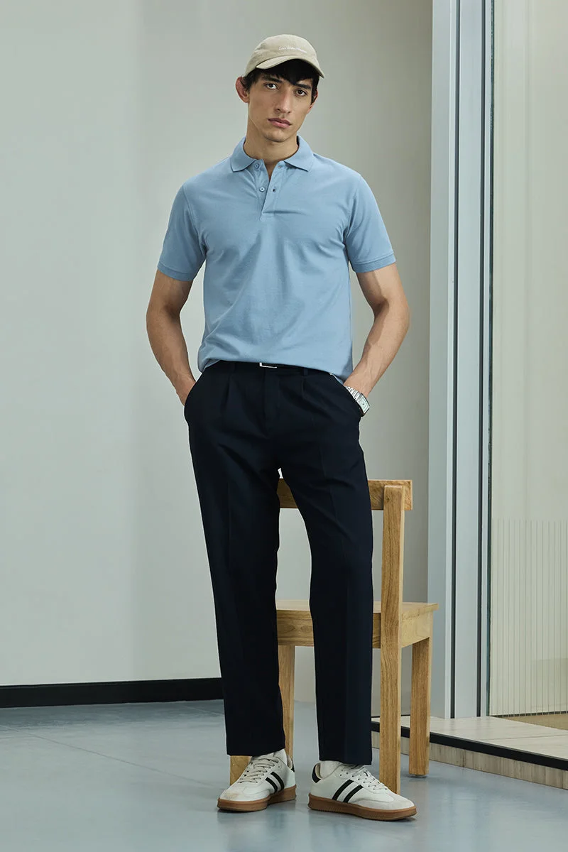 SNITCH تيشيرت بولو أزرق سادة كور لاب