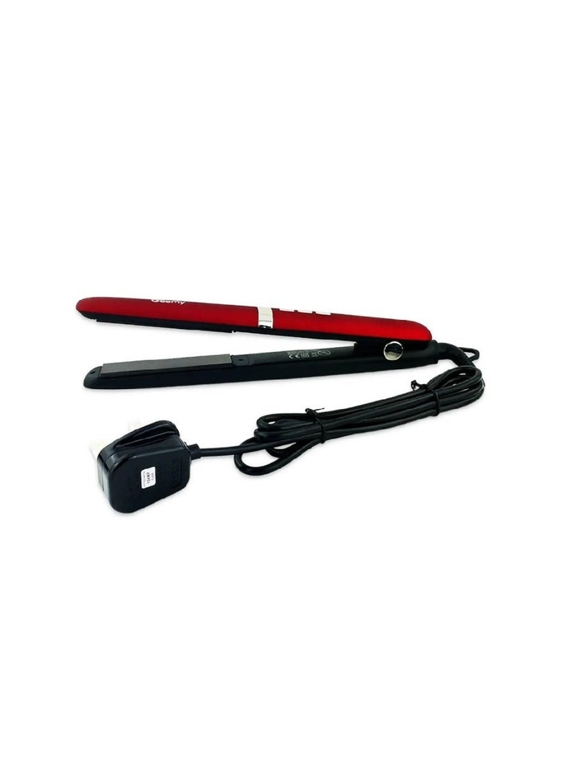Geemy Professional Hair Straightener GM-2822, Ceramic Coated, Red & Black, Max 450°F - Image 2
