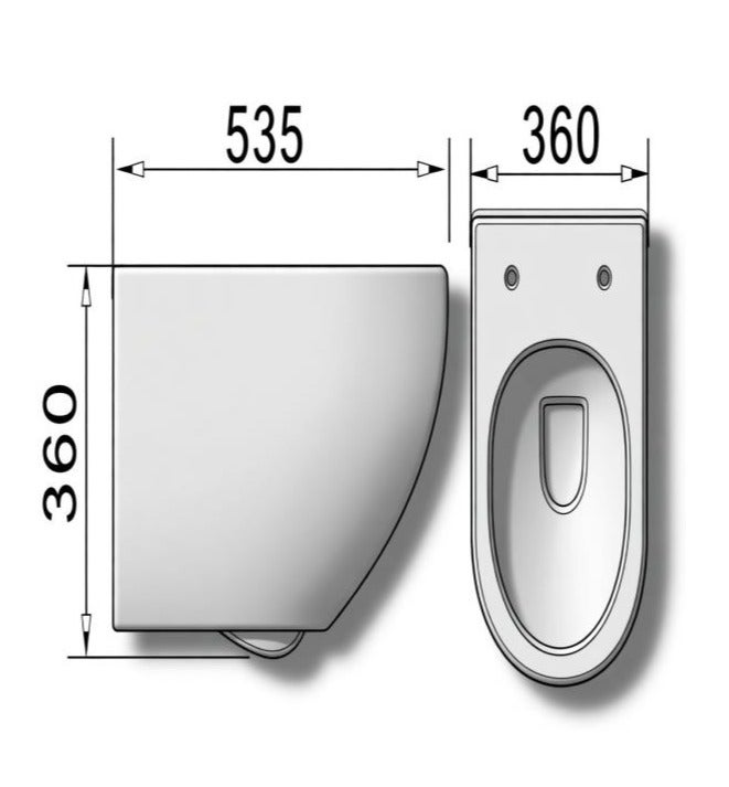 OCEANIC OCE-ZT-1061 Wall Hung WC Rimless Dual Flush Soft Close P-Trap Toilet White - Image 2