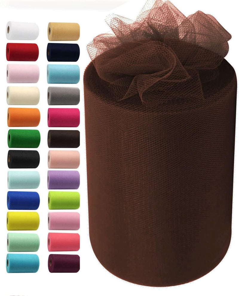 Filloxy Net Fabric Cloth for Multi Decoration, Parties, Festival, Costumes, Gift Packing, Party, Backdrop Material mandap, Pooja Background Ribbon Wedding Decoration, 58" Width (Brown, 10 Meter) - Image 1