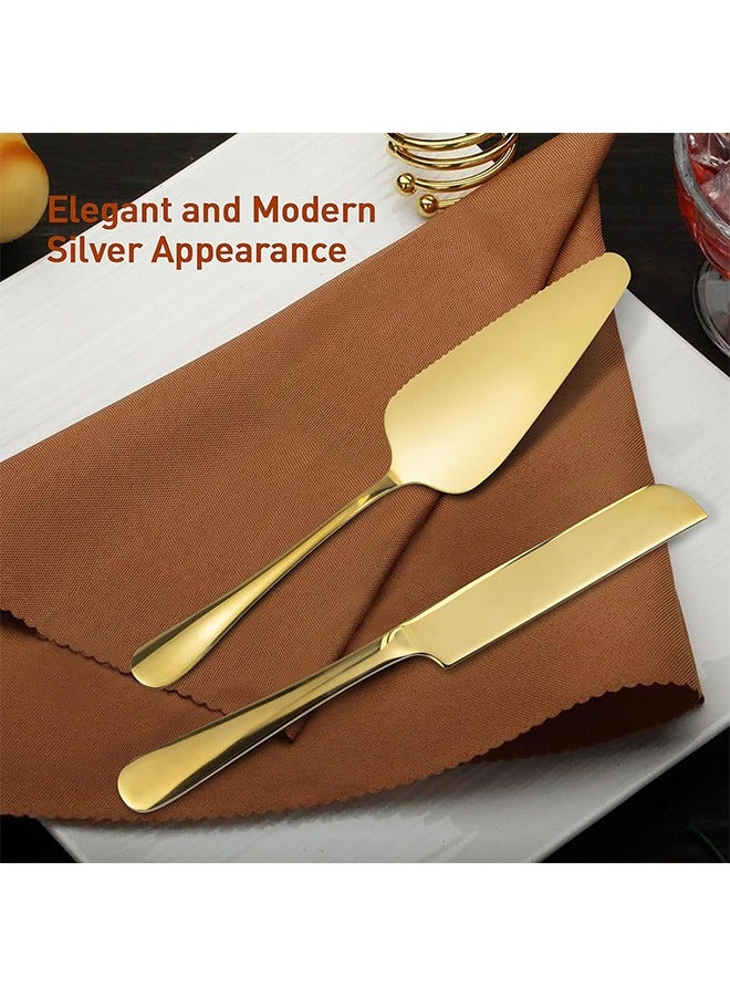 Wedding Cake Knife and Server Set, Cake Cutting Set for Wedding,Stainless Steel Cake Knife Suitable for Weddings, Includes 9.29" Cake Knife,8.86" Cake Server, Gold - Image 5