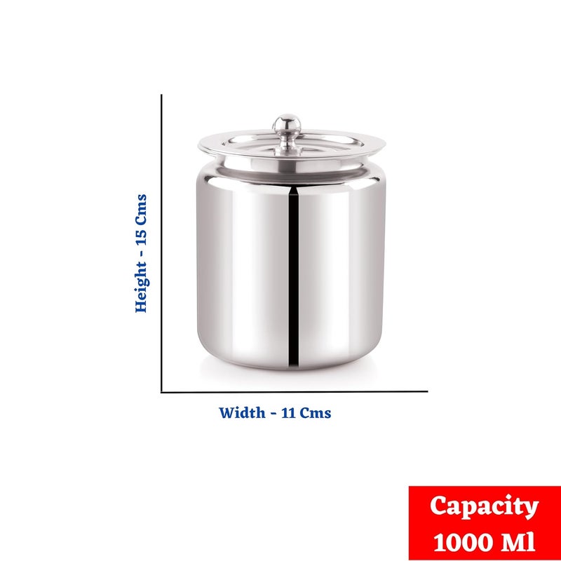 وعاء سمن من الفولاذ المقاوم للصدأ مع ملعقة حاويات زيت من الفولاذ المقاوم للصدأ لمطبخ حاويات زيت لمطبخ وعاء سمن بلمسة مرآة مع ملعقة 1000 مل - Image 2