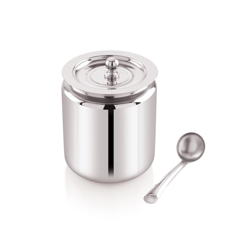 وعاء سمن من الفولاذ المقاوم للصدأ مع ملعقة حاويات زيت من الفولاذ المقاوم للصدأ لمطبخ حاويات زيت لمطبخ وعاء سمن بلمسة مرآة مع ملعقة 1000 مل - Image 1