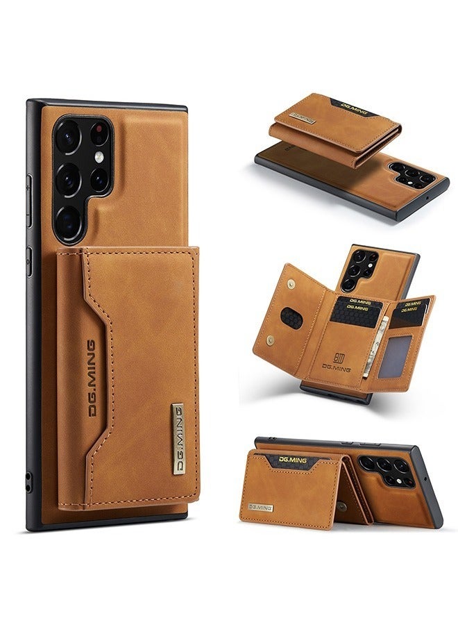 DGMING Samsung Galaxy S22 Ultra 2 in 1 Clutch Wallet, Vintage Slim Leather Case Magnetic Detachable Tri-Fold Wallet, S22 Ultra 6.8" Leather Case with Card Holder Pocket Slim Case  - Image 1