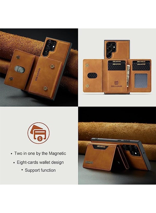DGMING Samsung Galaxy S22 Ultra 2 in 1 Clutch Wallet, Vintage Slim Leather Case Magnetic Detachable Tri-Fold Wallet, S22 Ultra 6.8" Leather Case with Card Holder Pocket Slim Case  - Image 2