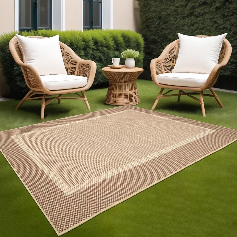 ILANGO Jute Area Rugs for Outdoor, Patio Woven Washable Rugs 5'x7', Natural Farmhouse Rugs for High Traffice Areas, Non Slip Carpet with Rubber Backing for Patio Backyard Balcony Porch - Image 1