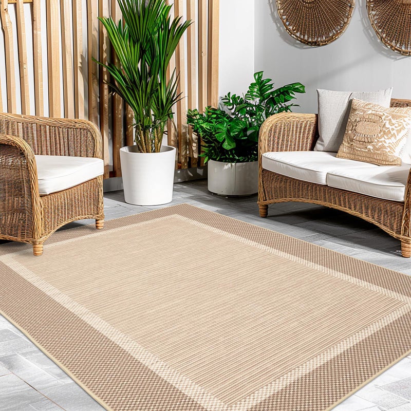 ILANGO Jute Area Rugs for Outdoor, Patio Woven Washable Rugs 5'x7', Natural Farmhouse Rugs for High Traffice Areas, Non Slip Carpet with Rubber Backing for Patio Backyard Balcony Porch - Image 3
