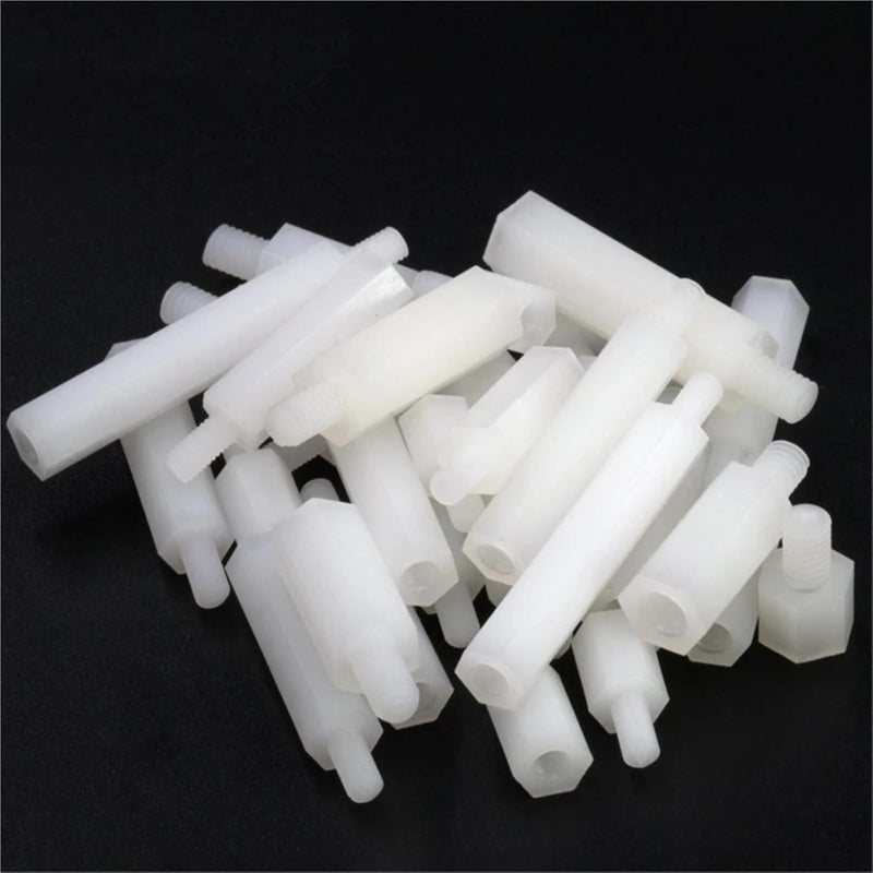 Secure 500pcs M2/M2.5/M3/M4*L+6mm Thread Black/White Spacing Screw Plastic for PCB Motherboard Fixed Nylon Standoff(Black,40MM_M2.5) - Image 4