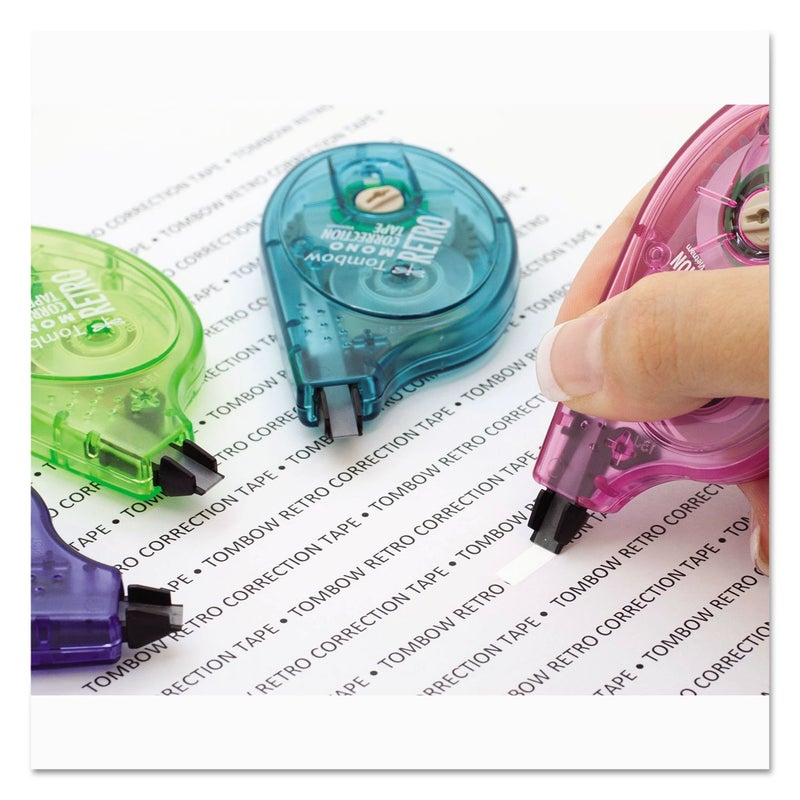 Tombow 68723 Mono Retro Correction Tape, Assorted Colors, 10-Pack. Colorful, Easy to Use Applicator for Instant Corrections - Image 2