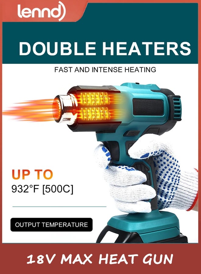 لينند مسدس حراري لاسلكي، مسدس هواء ساخن متوافق مع بطارية ماكيتا LXT بجهد 18 فولت، 3 فوهات، إعدادان لدرجة الحرارة بحد أقصى 932 درجة فهرنهايت (500 درجة مئوية)، مسدس حراري للأعمال الحرفية، أنابيب الانكماش الحراري، الراتنج والديكور (بدون بطارية). - Image 2