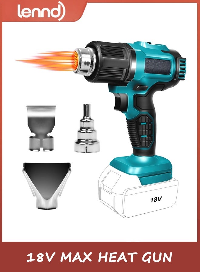 لينند مسدس حراري لاسلكي، مسدس هواء ساخن متوافق مع بطارية ماكيتا LXT بجهد 18 فولت، 3 فوهات، إعدادان لدرجة الحرارة بحد أقصى 932 درجة فهرنهايت (500 درجة مئوية)، مسدس حراري للأعمال الحرفية، أنابيب الانكماش الحراري، الراتنج والديكور (بدون بطارية). - Image 1