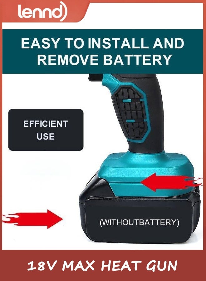 لينند مسدس حراري لاسلكي، مسدس هواء ساخن متوافق مع بطارية ماكيتا LXT بجهد 18 فولت، 3 فوهات، إعدادان لدرجة الحرارة بحد أقصى 932 درجة فهرنهايت (500 درجة مئوية)، مسدس حراري للأعمال الحرفية، أنابيب الانكماش الحراري، الراتنج والديكور (بدون بطارية). - Image 5