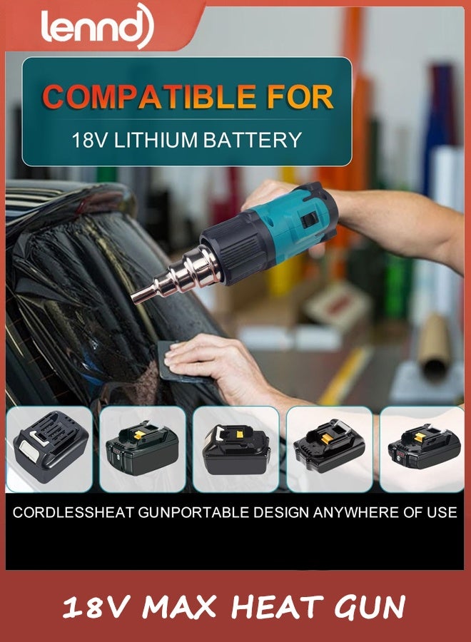 لينند مسدس حراري لاسلكي، مسدس هواء ساخن متوافق مع بطارية ماكيتا LXT بجهد 18 فولت، 3 فوهات، إعدادان لدرجة الحرارة بحد أقصى 932 درجة فهرنهايت (500 درجة مئوية)، مسدس حراري للأعمال الحرفية، أنابيب الانكماش الحراري، الراتنج والديكور (بدون بطارية). - Image 4