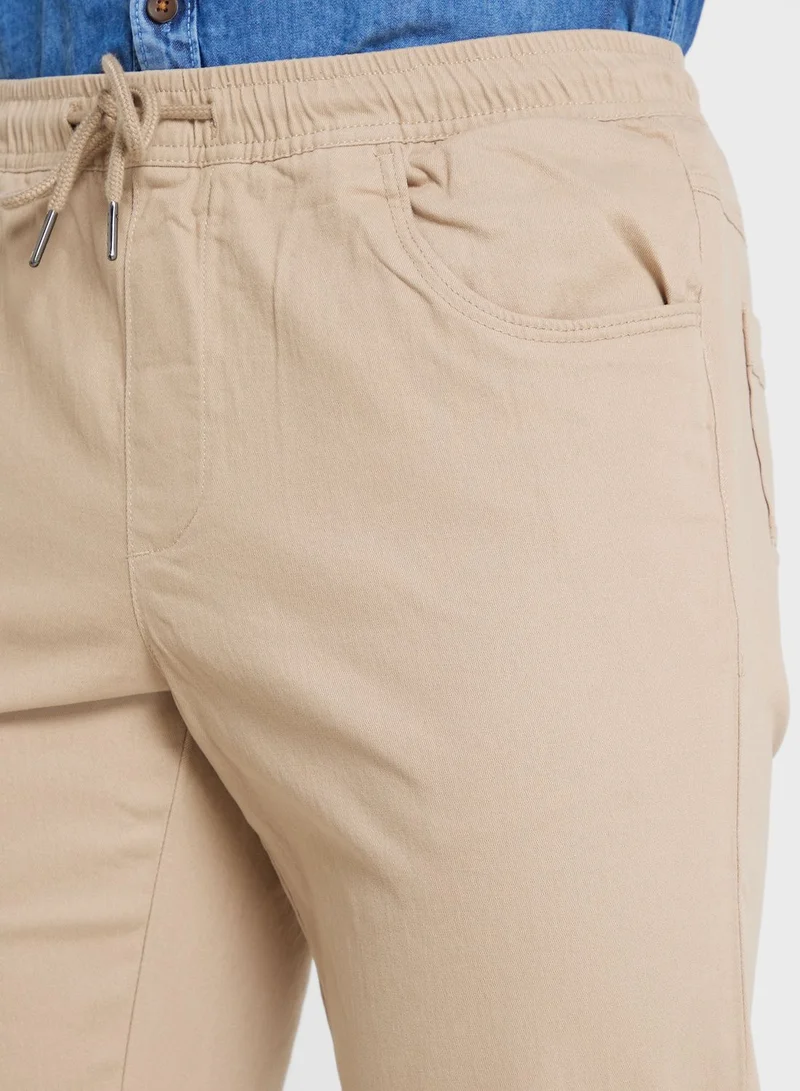Thomas Scott Thomas Scott Men Beige Joggers Trousers