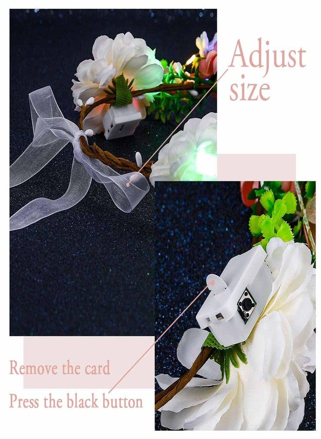 Foyte Flower Headbands Light up Floral Hair Wreath LED Flower Headband Crown Boho Glowing Headpiece for Women - Image 3