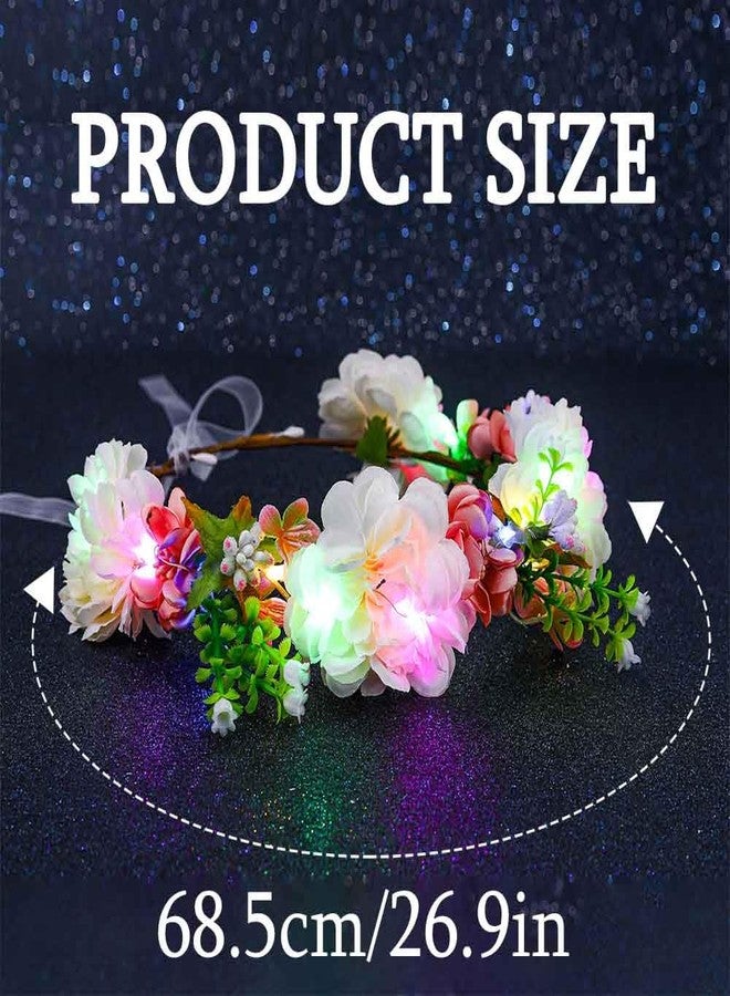 Foyte Flower Headbands Light up Floral Hair Wreath LED Flower Headband Crown Boho Glowing Headpiece for Women - Image 5