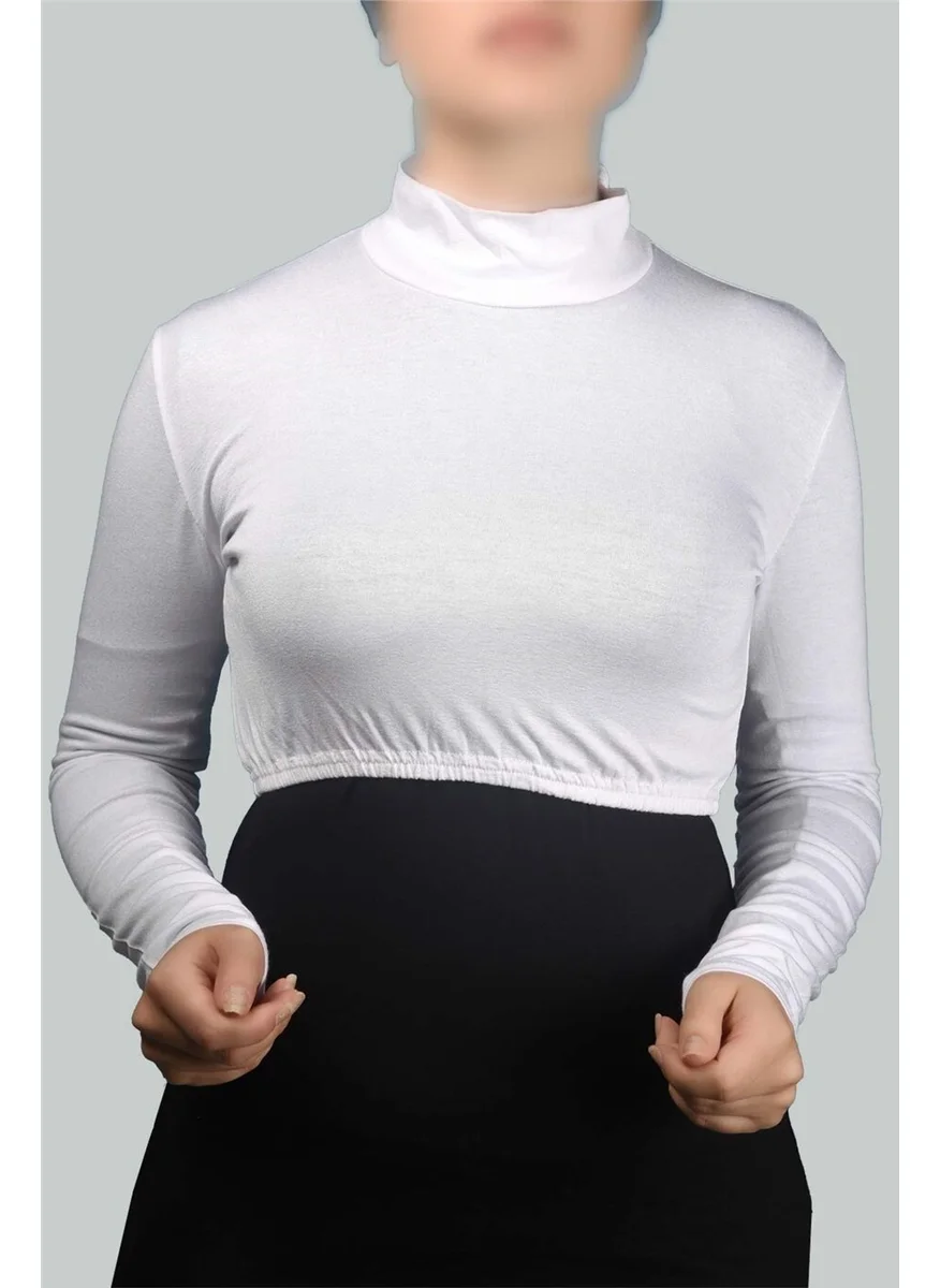 Altobeh Al-Tobeh Long Sleeve Turtleneck Turtleneck Lycra Combed Cotton Women's Half Body - White