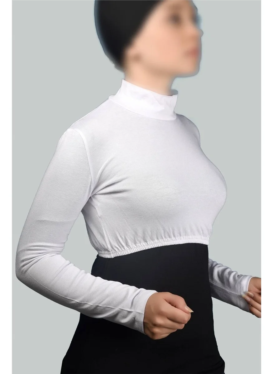 Altobeh Al-Tobeh Long Sleeve Turtleneck Turtleneck Lycra Combed Cotton Women's Half Body - White