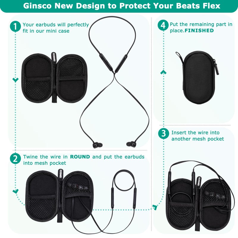 Ginsco Mini-Portable Case for Beats Flex Wireless Earbuds with Built-in Microphone Earphones, for Apple EarPods Headphones Wired Ear Buds/Samsung Galaxy Wired Earbuds Hard Case for Earphones(Blue) - Image 5