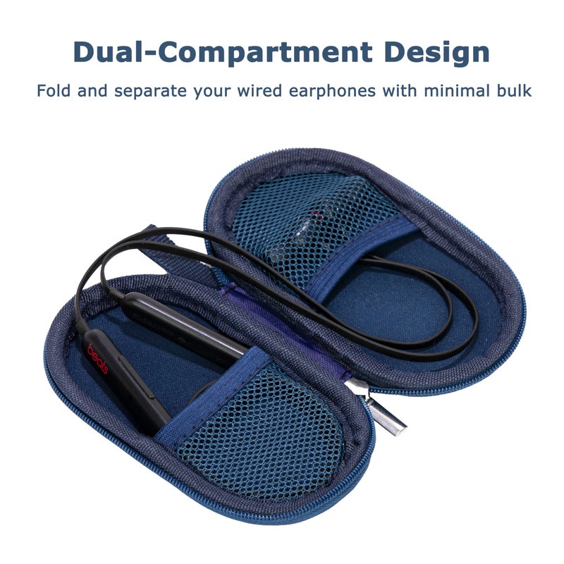 Ginsco Mini-Portable Case for Beats Flex Wireless Earbuds with Built-in Microphone Earphones, for Apple EarPods Headphones Wired Ear Buds/Samsung Galaxy Wired Earbuds Hard Case for Earphones(Blue) - Image 3