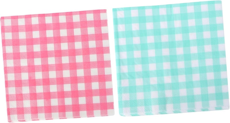 SHERCHPRY 80Pcs Patterned Paper Napkins Checkered Checkered Durable Tissue Napkins for Holiday Parties Home Decor Weddings and Events - Image 1
