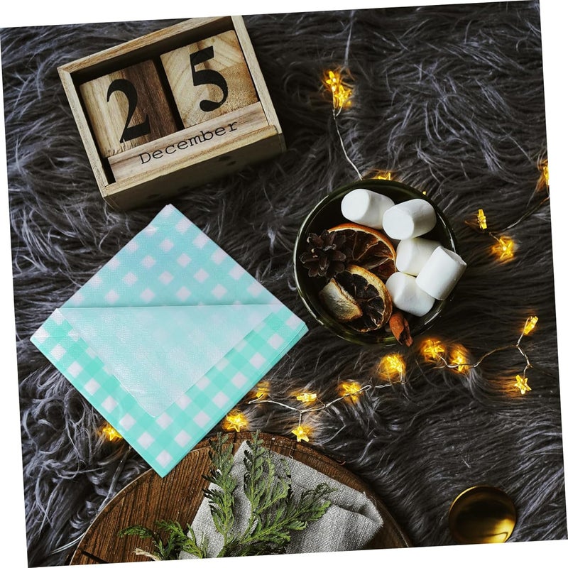 SHERCHPRY 80Pcs Patterned Paper Napkins Checkered Checkered Durable Tissue Napkins for Holiday Parties Home Decor Weddings and Events - Image 3