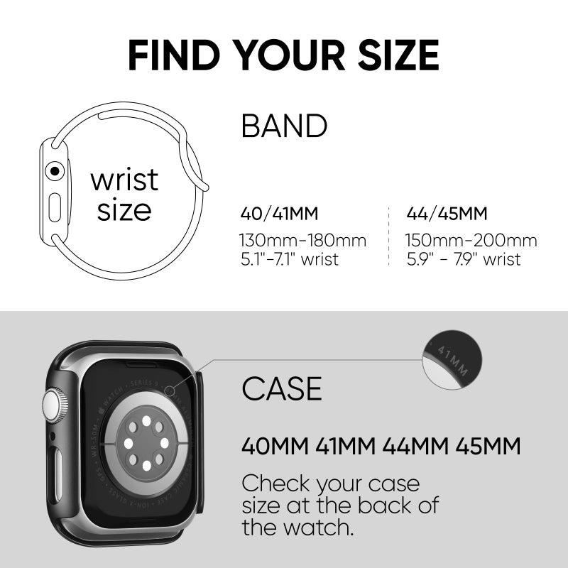 Knossen Compatible for Apple Watch Band 40mm 41mm and Case with Screen Protector, Soft Silicone Sport Strap Bands and Protective Cover with Tempered Glass for iWatch Series 9 8 7 SE 6 5 4 - Image 5